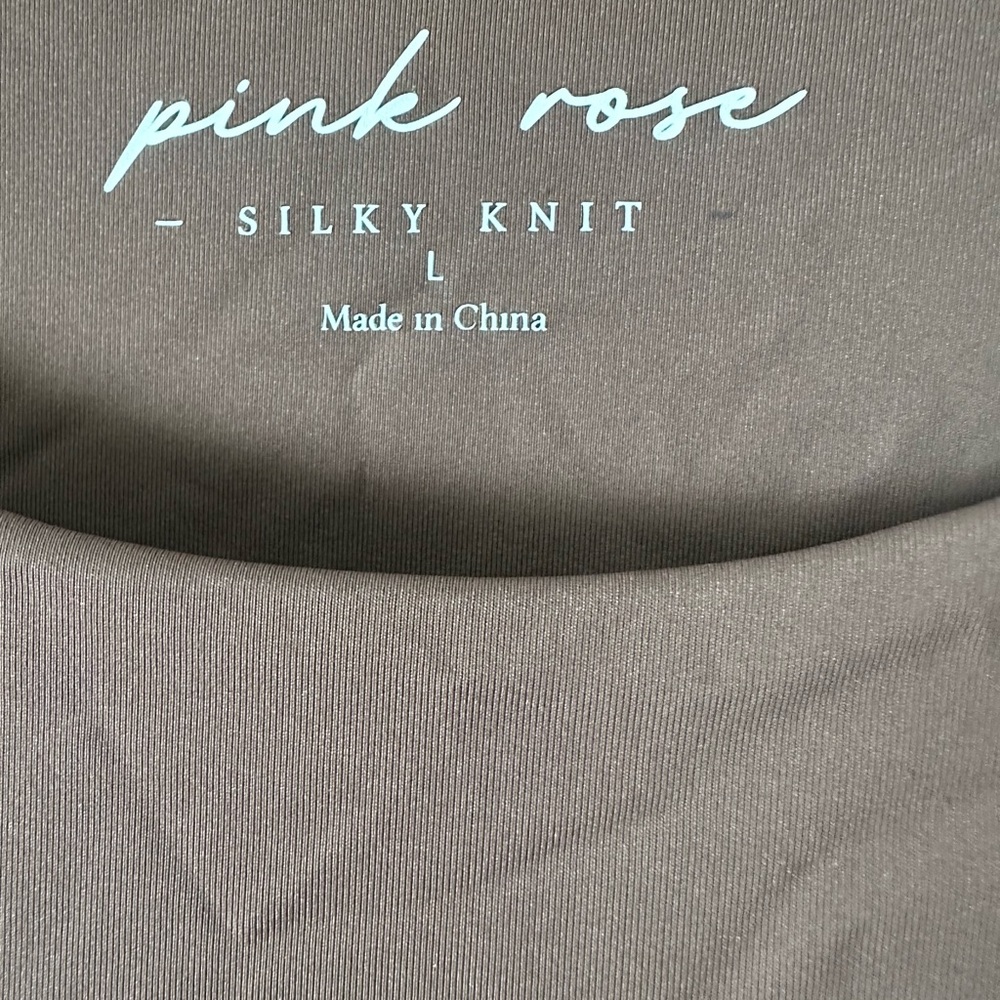 Pink Rose Brown Silky Knit Tee